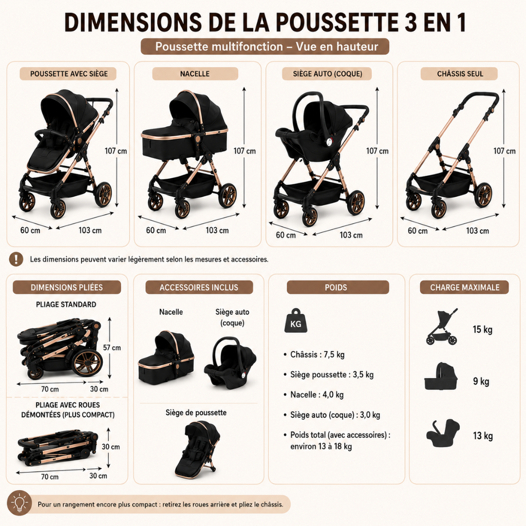 Poussette AMÉLIORER 3 en 1