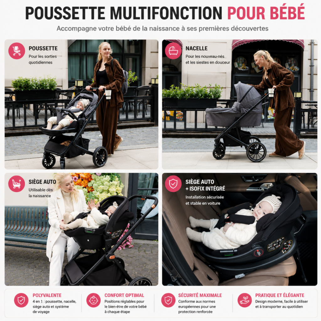 Poussette de voyage 3 en 1