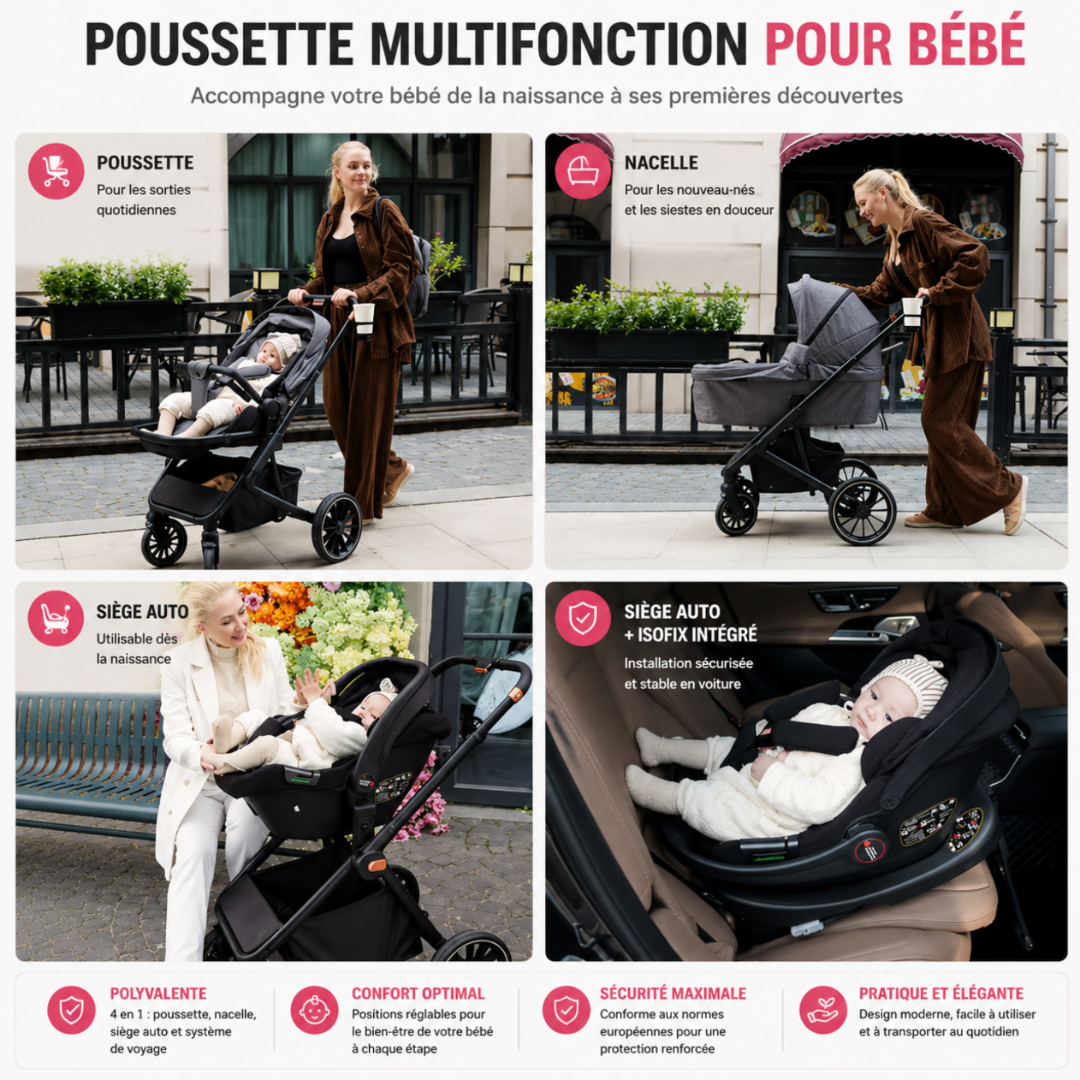 Poussette de voyage 3 en 1