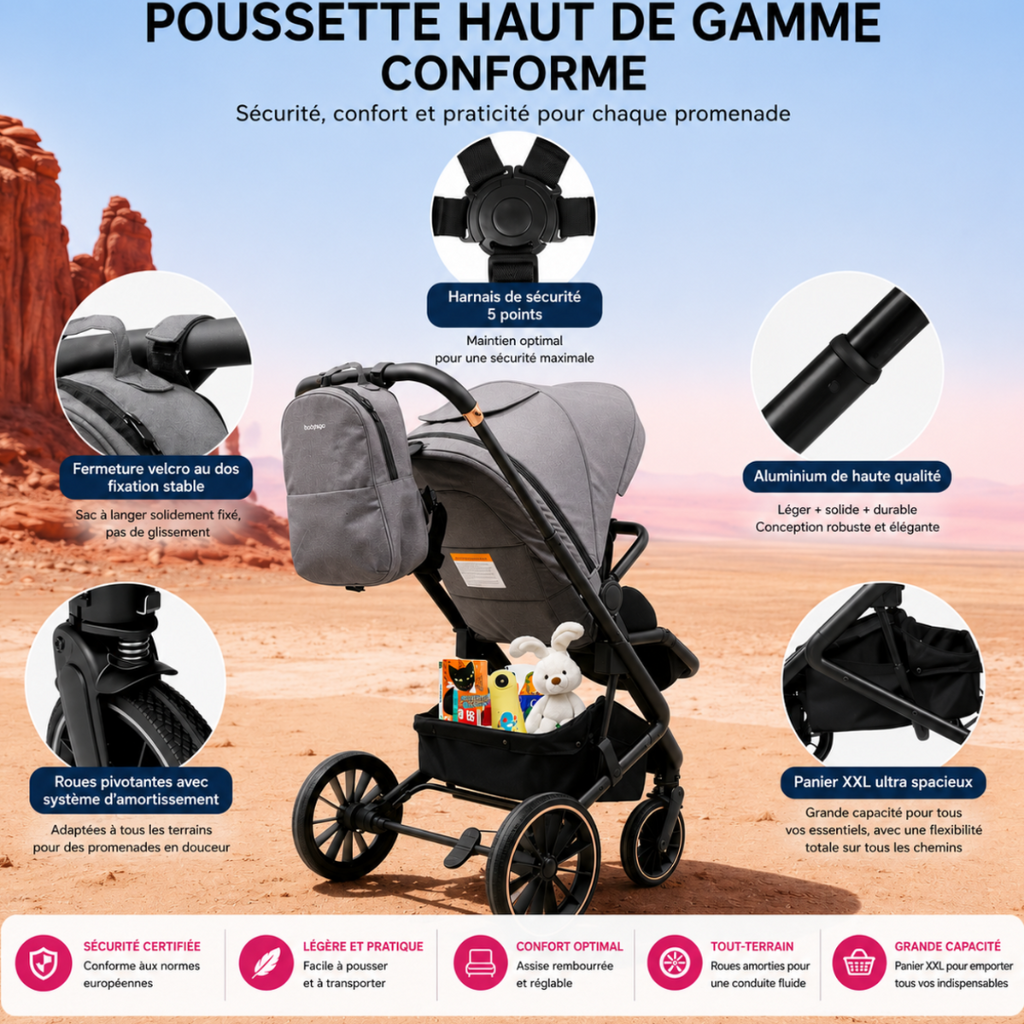 Poussette de voyage 3 en 1