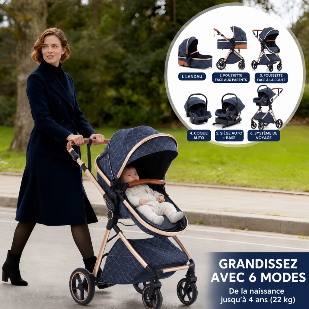 Poussette de luxe ÉLÉGANTE 3 en 1