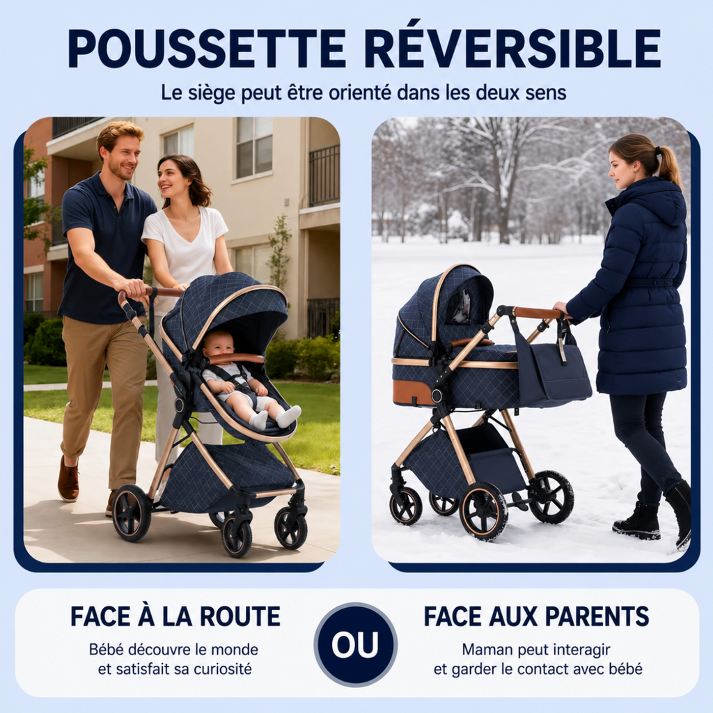 Poussette de luxe ÉLÉGANTE 3 en 1