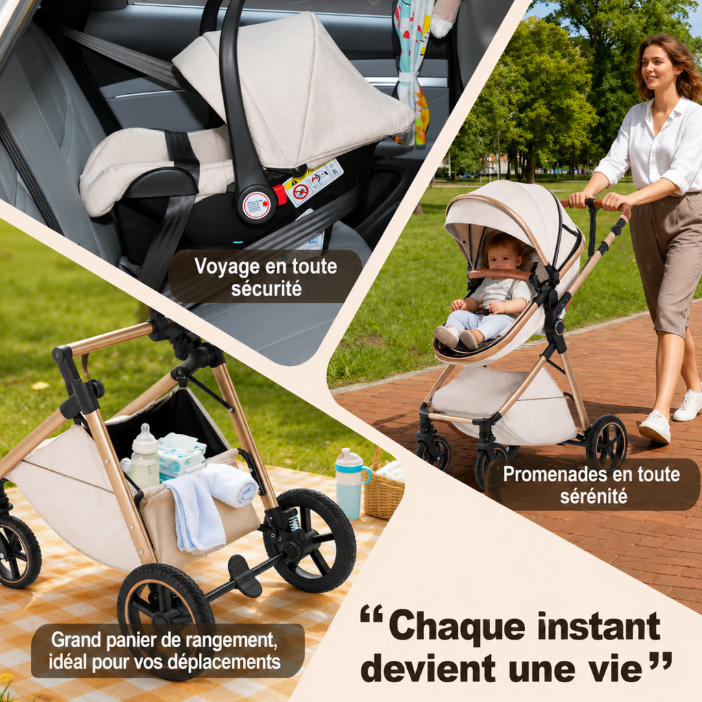 Poussette de luxe ÉLÉGANTE 3 en 1