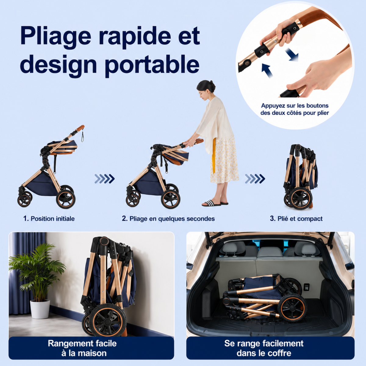 Poussette de luxe ÉLÉGANTE 3 en 1