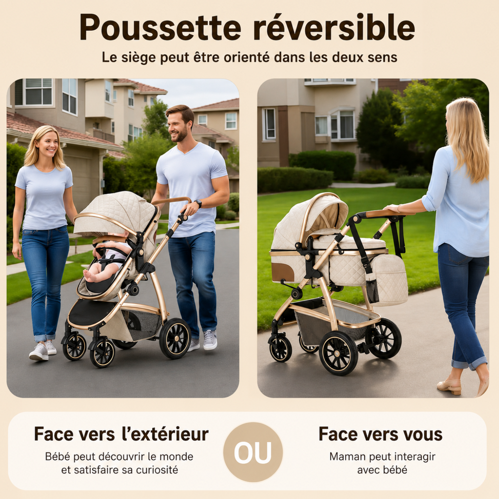 Poussette de luxe HAUT de GAMME 3 en 1