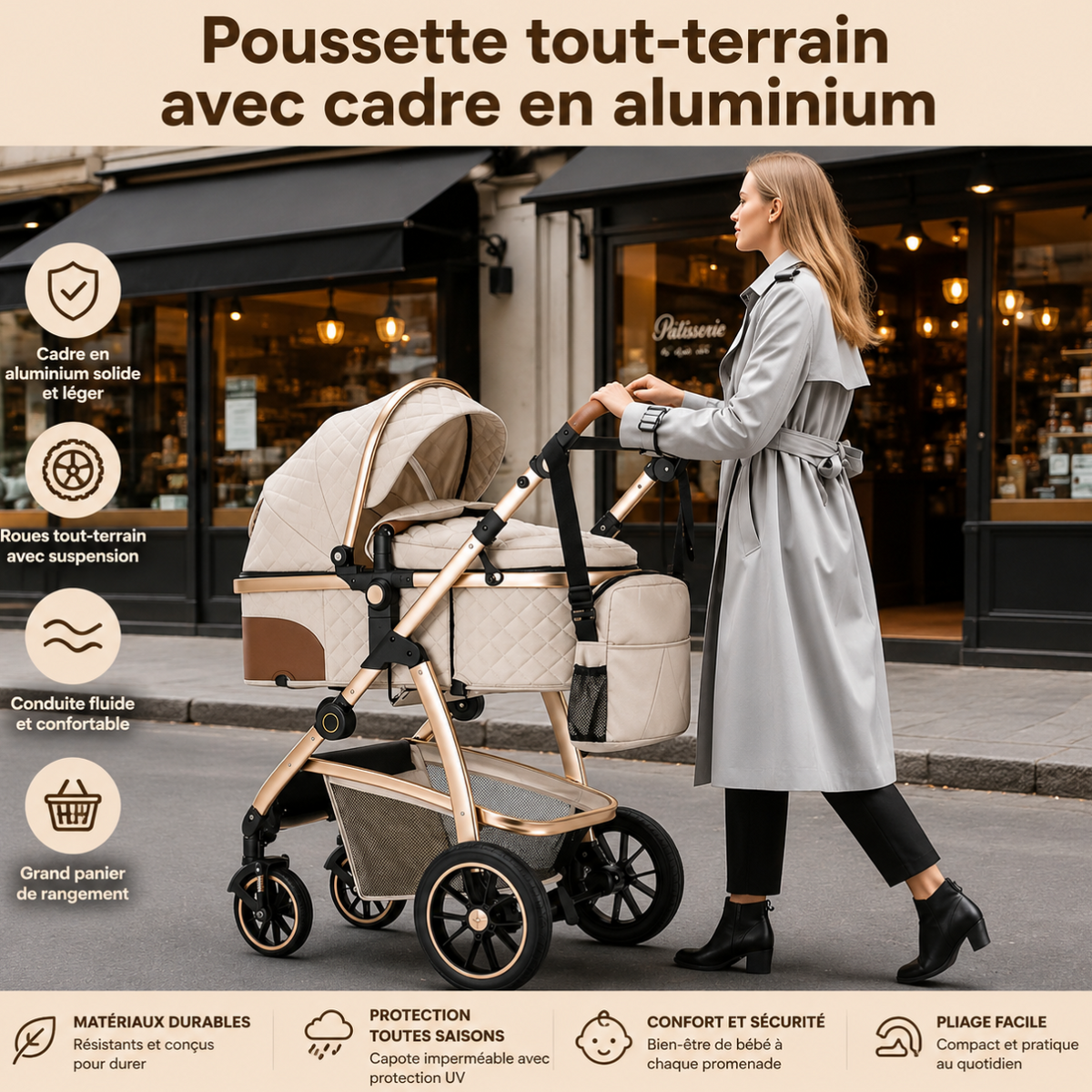 Poussette de luxe HAUT de GAMME 3 en 1