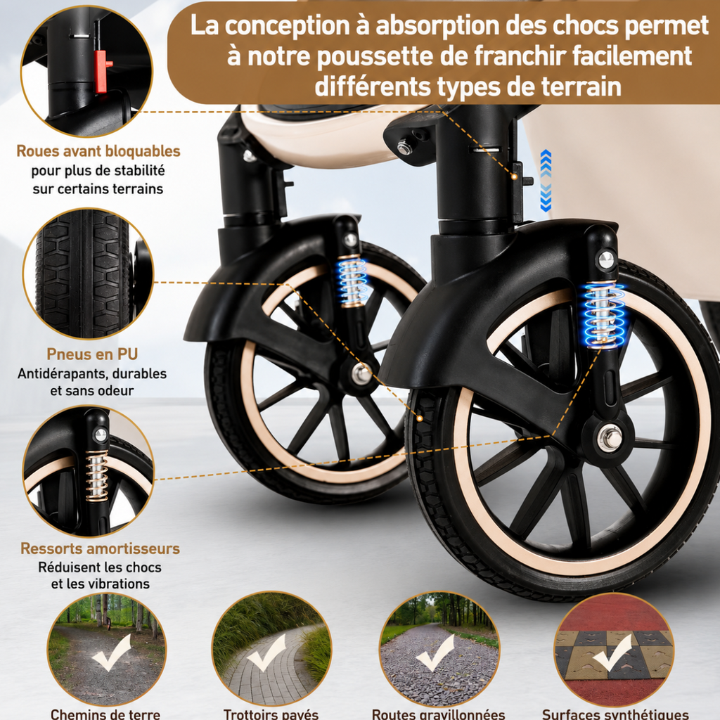 Poussette de luxe HAUT de GAMME 3 en 1