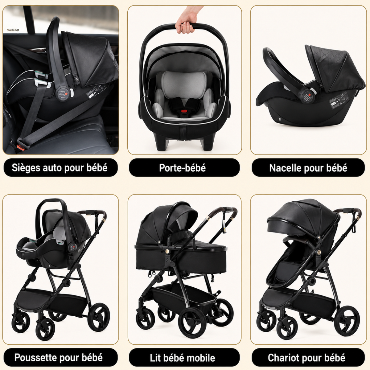 Poussette de luxe PREMIUM 3 en 1