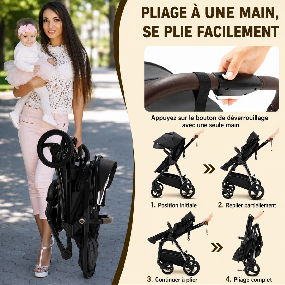Poussette de luxe PREMIUM 3 en 1