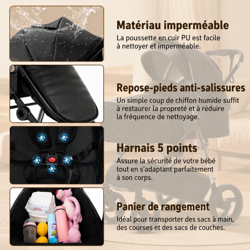 Poussette de luxe PREMIUM 3 en 1