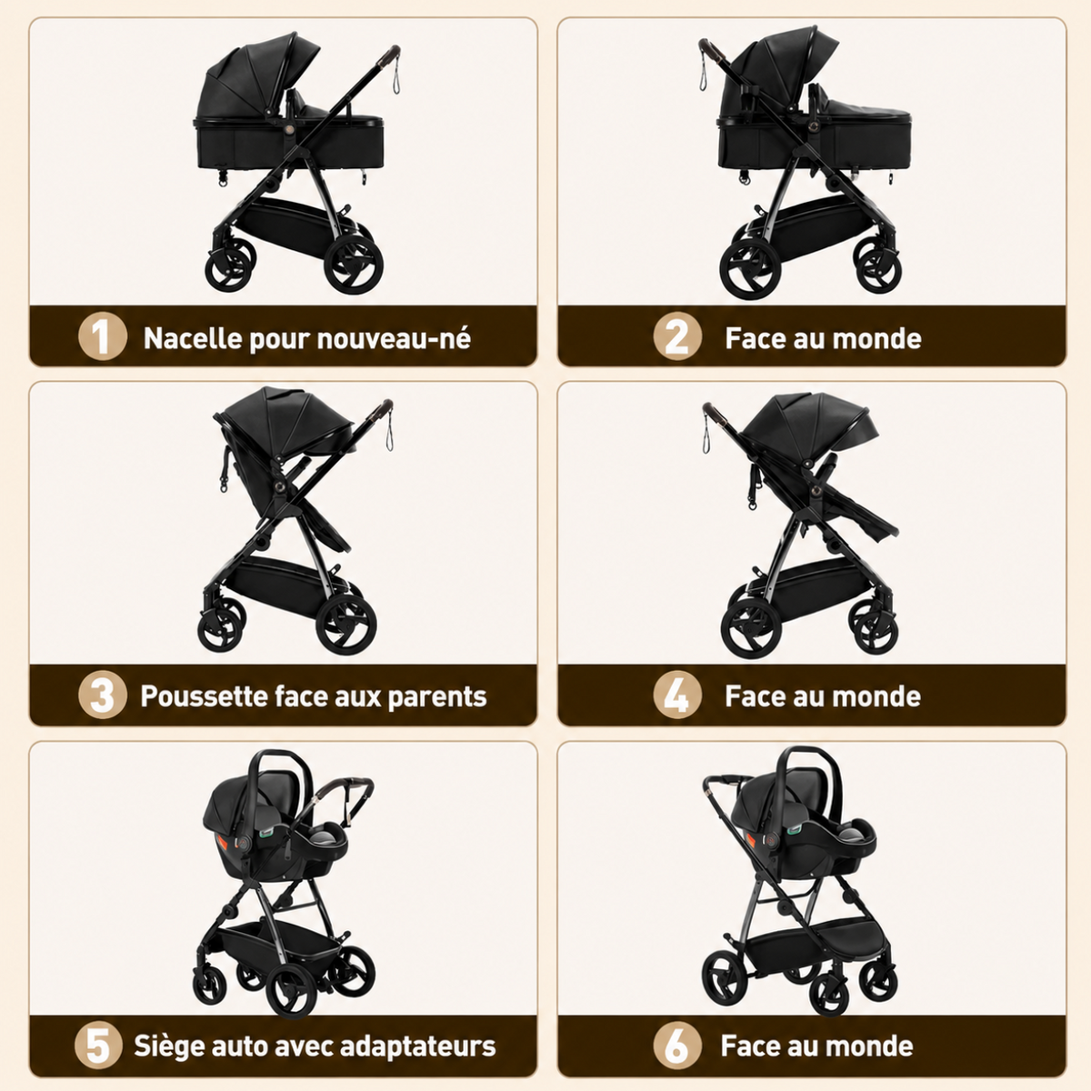 Poussette de luxe PREMIUM 3 en 1