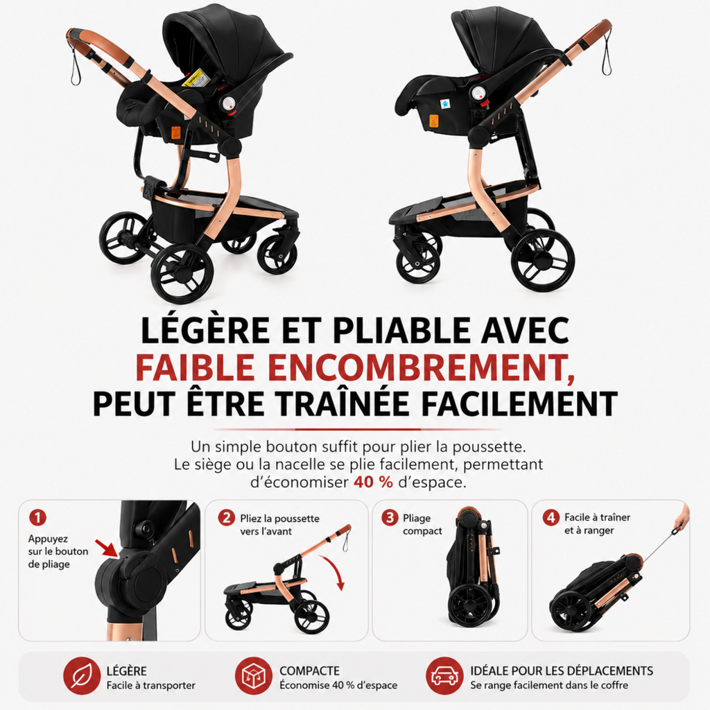 Poussette de luxe PRESTIGE 3 en 1