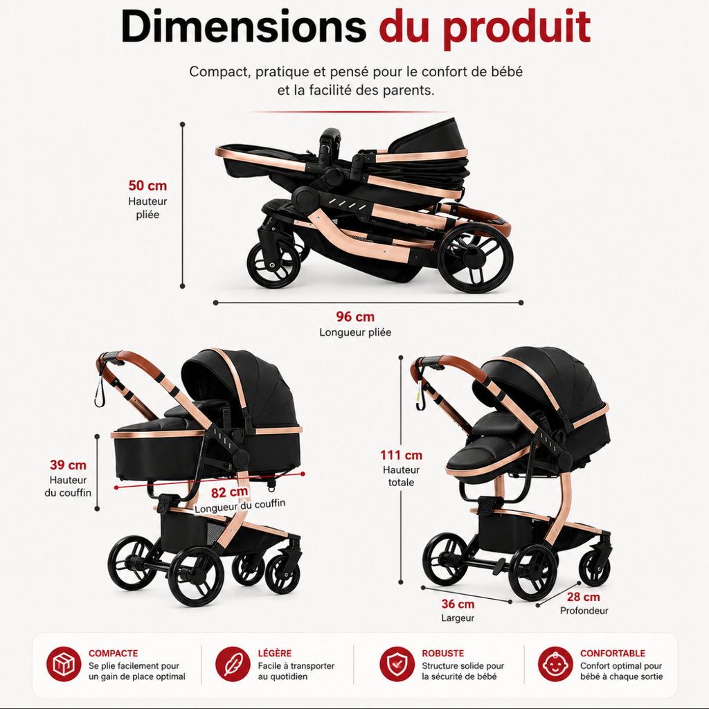 Poussette de luxe PRESTIGE 3 en 1