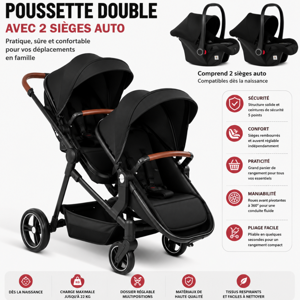Poussette double CONFORT