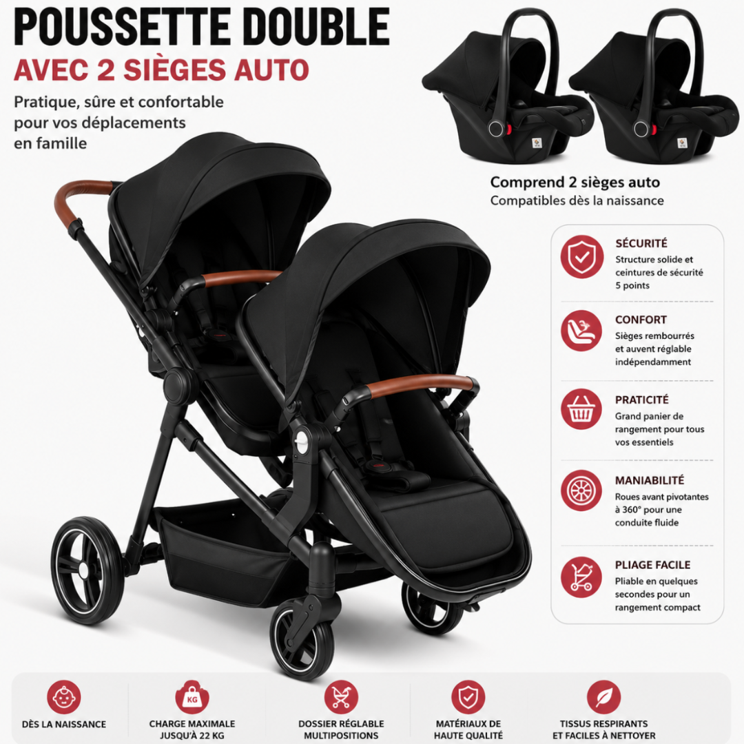 Poussette double CONFORT