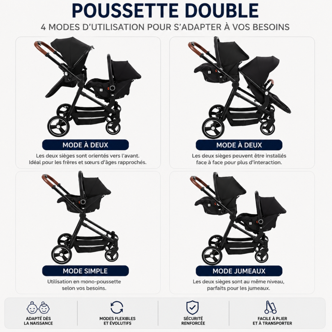 Poussette double CONFORT