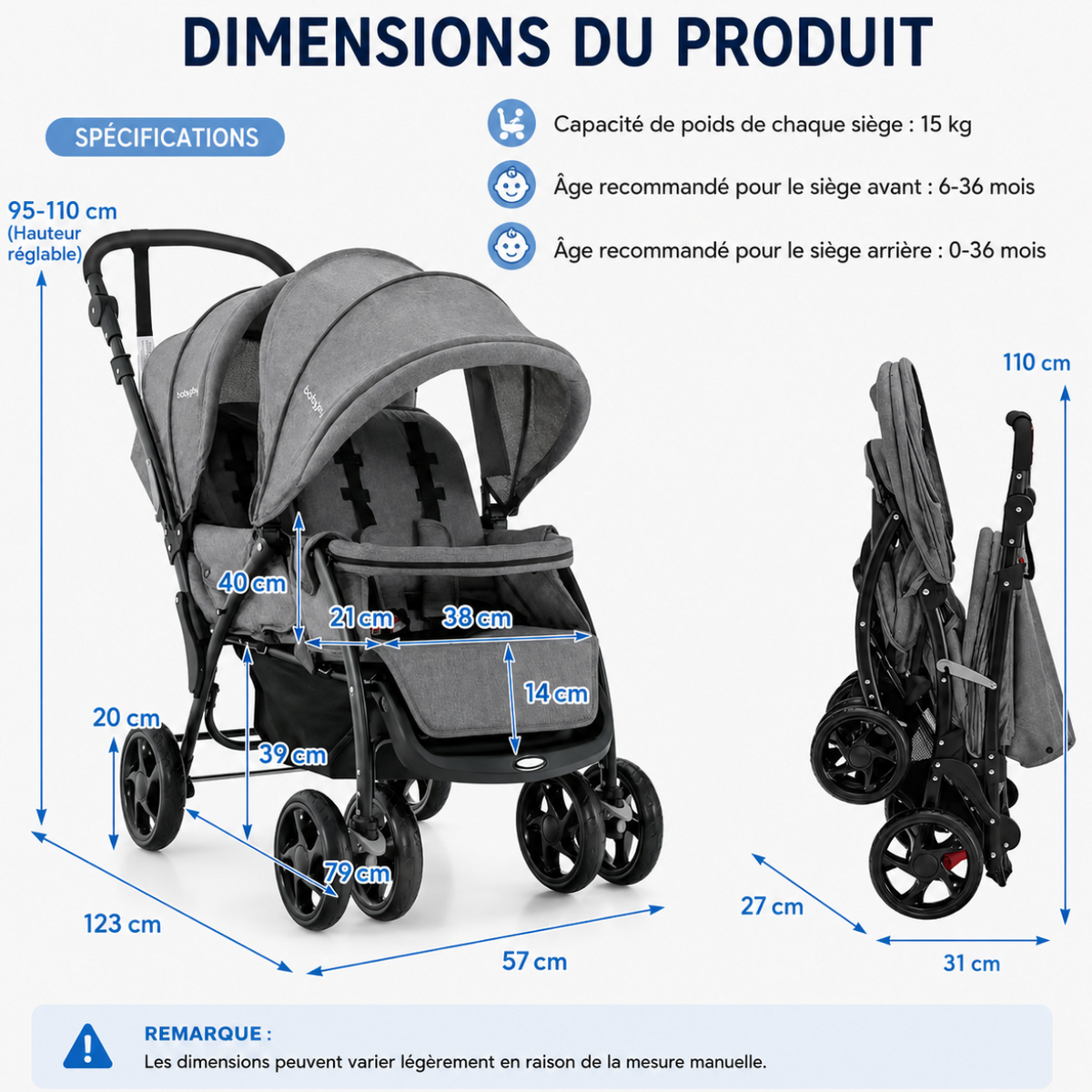 Poussette duo ÉLÉGANTE